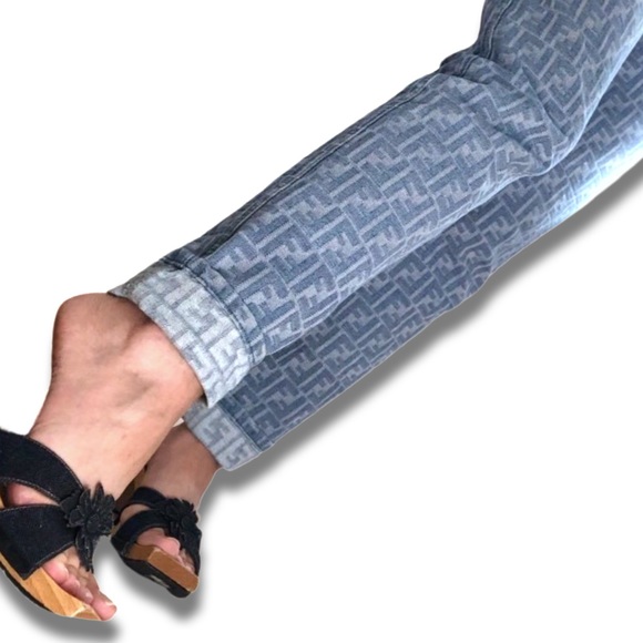 FENDI Vintage Blue Denim Zucca FF Monogram Logo Jeans - Picture 15 of 17